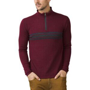 Prana Holberg Maroon Pullover 1/4 Zip Long Sleeve Sweater